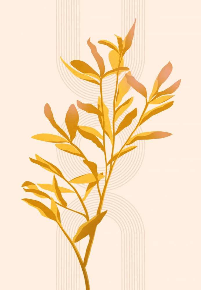 Golden Botanical Branch by Kristian Gallagher — canvas wall art