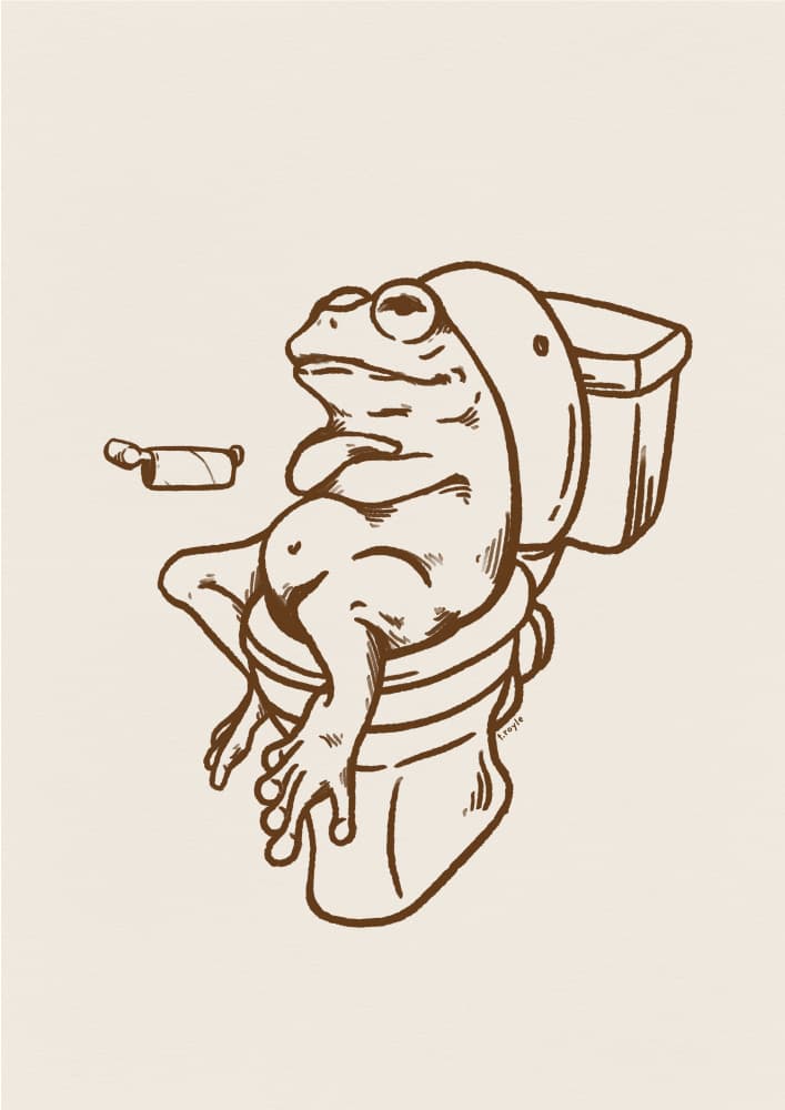 Funny Frog On Toilet by Tara Royle — canvas wall art