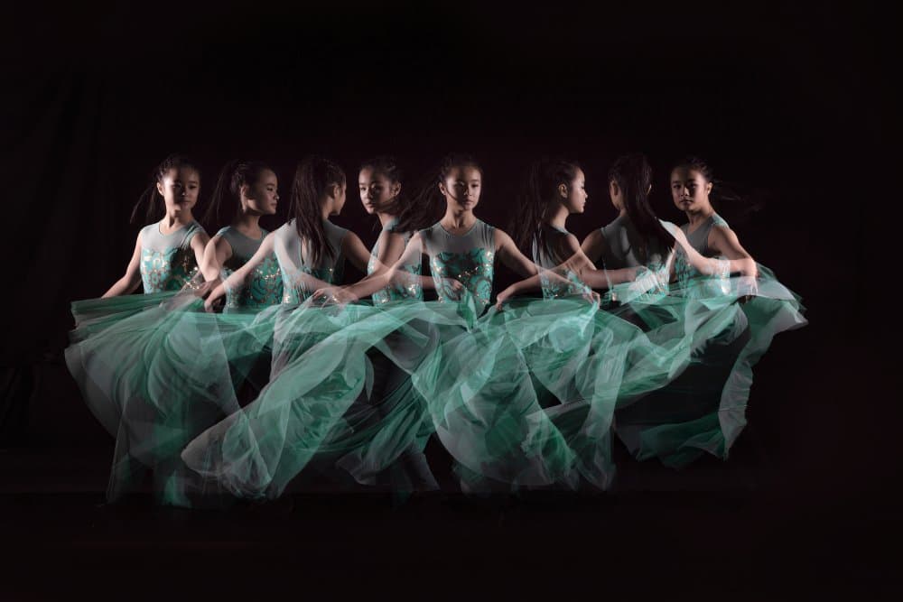 Flowing Teal Dancers by Lisdiyanto Suhardjo — canvas wall art
