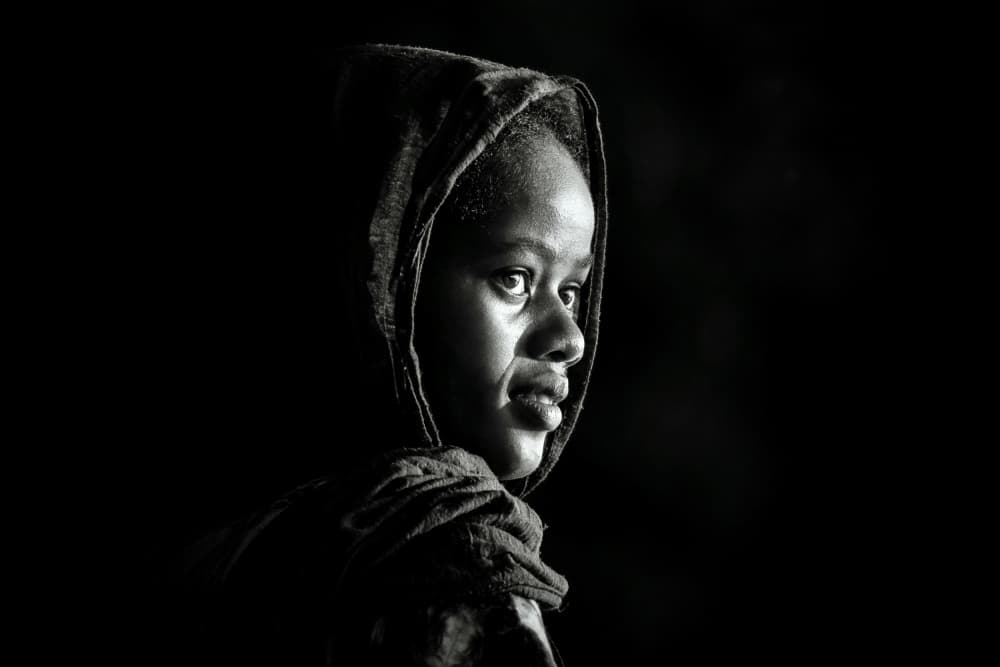 Soulful Hooded Girl by Serge Melesan — canvas wall art