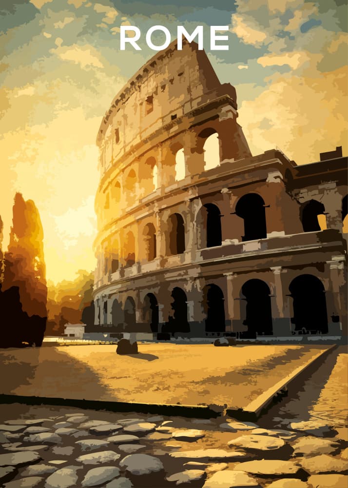 Ancient Rome Colosseum Sunset by Aylin Demir — canvas wall art