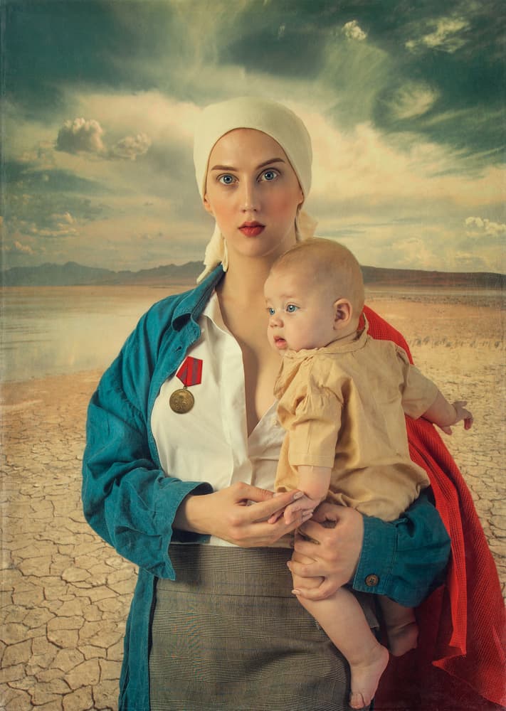 Strong Mother and Child by Svetlana Melik-Nubarova — canvas wall art