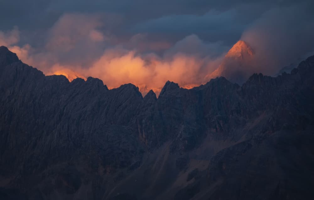 Dramatic Mountain Sunset Glow by Lazar Ioan Ovidiu — canvas wall art