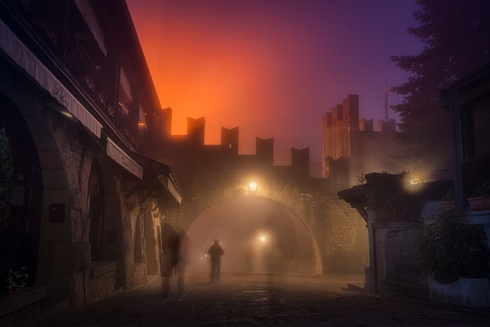Misty Ancient City Gate by Lydia Jacobs — canvas wall art