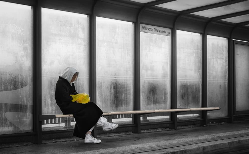 Solitary Urban Yellow Bag by Anna Niemiec — canvas wall art