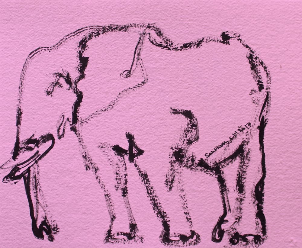 Expressive Elephant Sketch by Santhosh ch — canvas wall art