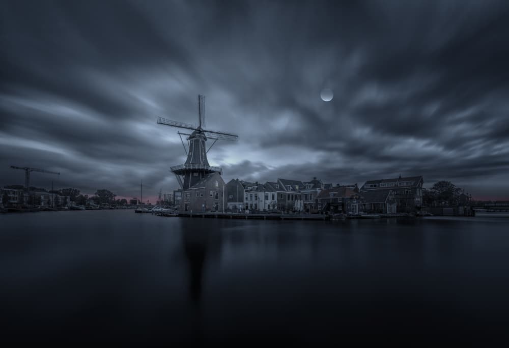 Dramatic Windmill Reflections by Larry Deng APA — canvas wall art