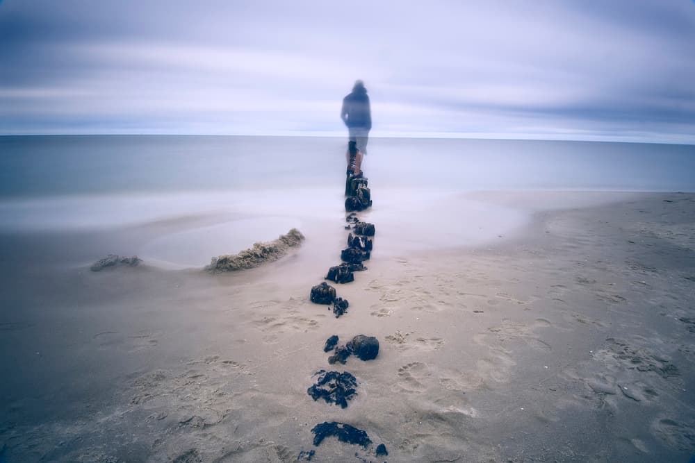 Misty Beach Walk by Sorin Vidis — canvas wall art