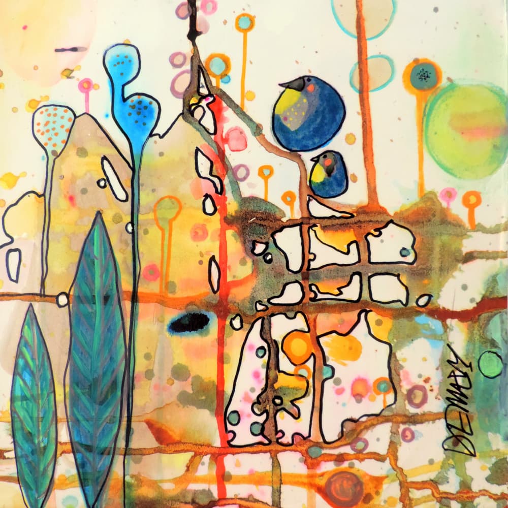 Whimsical Abstract Birds by Sylvie Demers — canvas wall art