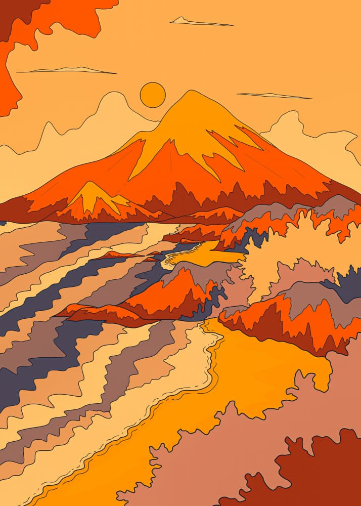 Orange Mountain Sunset by Stephen Wade — canvas wall art