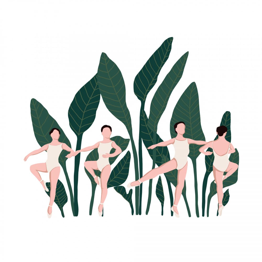 Tropical Ballet Dancers by Ceyda Alasar — canvas wall art