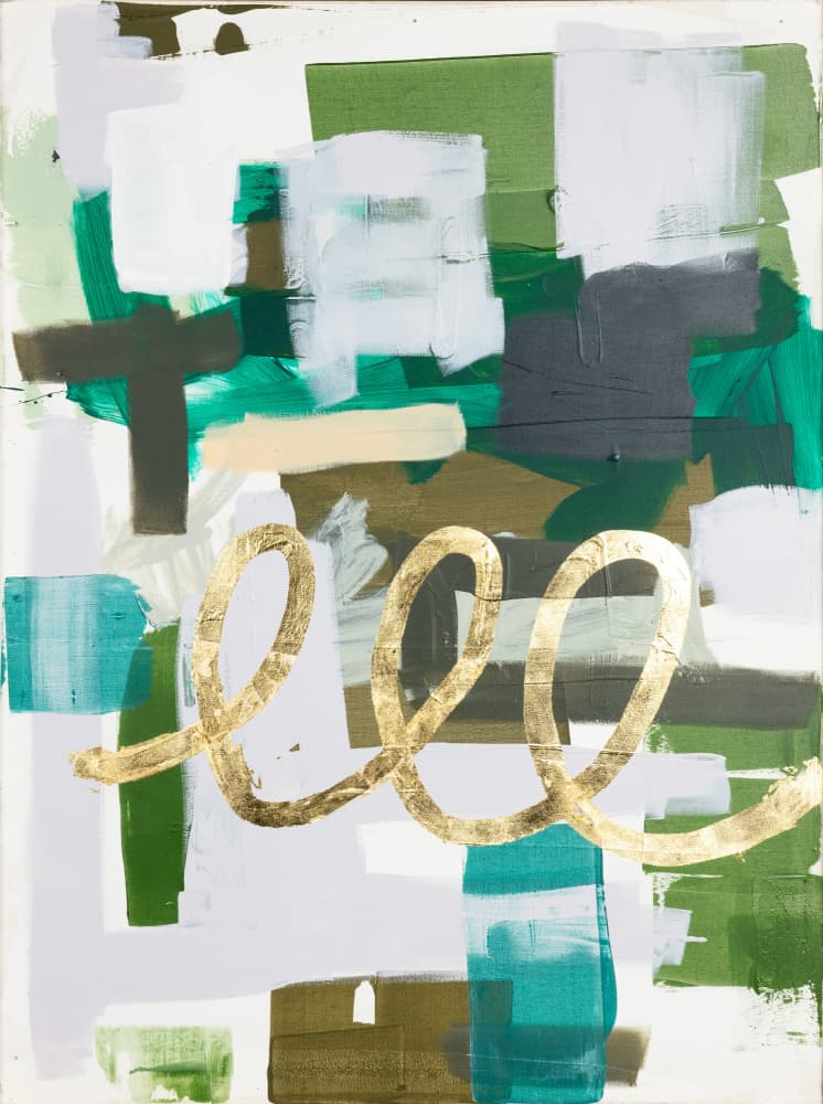 Golden Swirl Abstract by kent youngstrom — canvas wall art