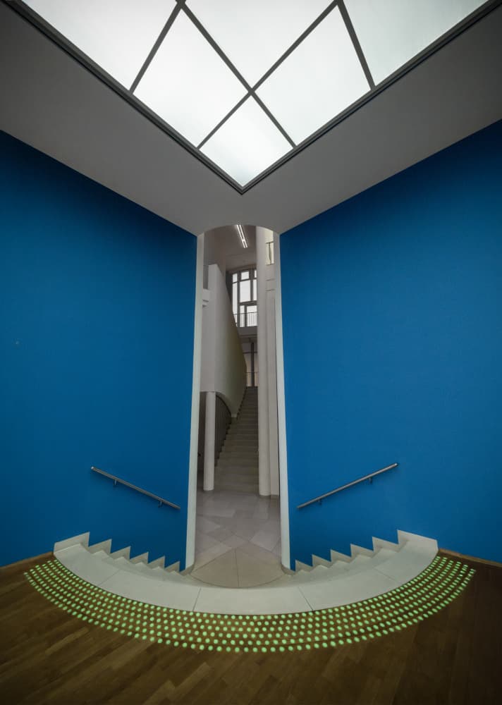 Geometric Blue Staircase by Rolf Endermann — canvas wall art