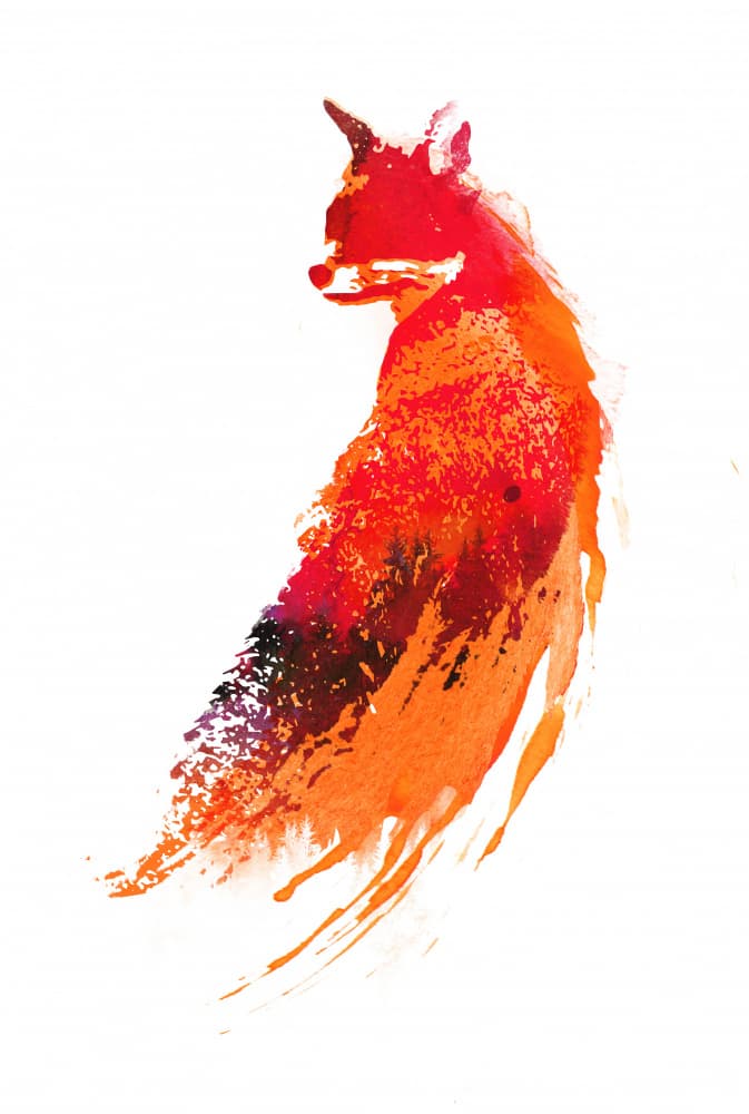Vibrant Watercolor Fox by Robert Farkas — canvas wall art