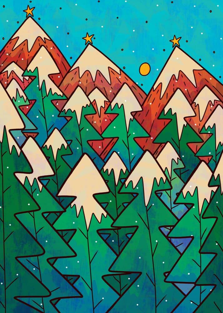 Festive Mountain Landscape by Stephen Wade — canvas wall art