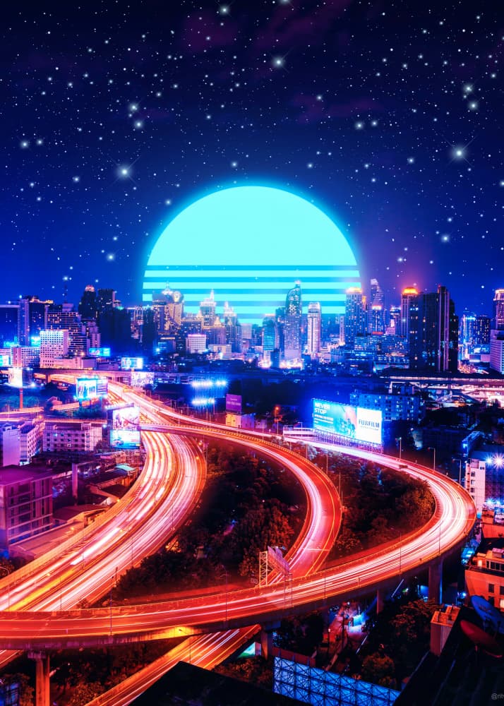 Neon City Nightscape by Ritvik takkar — canvas wall art