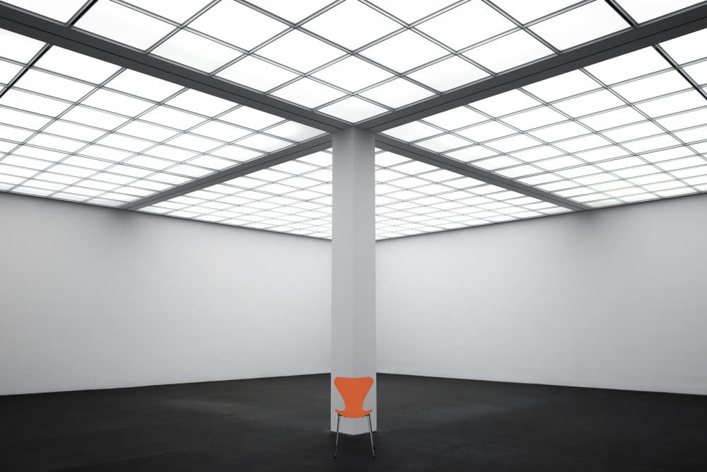Orange Chair Modern Space by Rolf Endermann — canvas wall art
