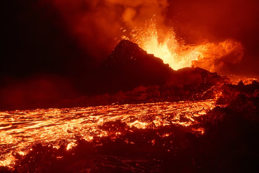 Fiery Volcanic Eruption by Barathieu Gabriel — canvas wall art