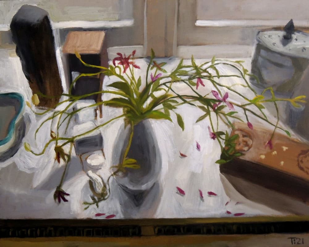 Fallen Petals Windowsill by Tore Bahnson — canvas wall art