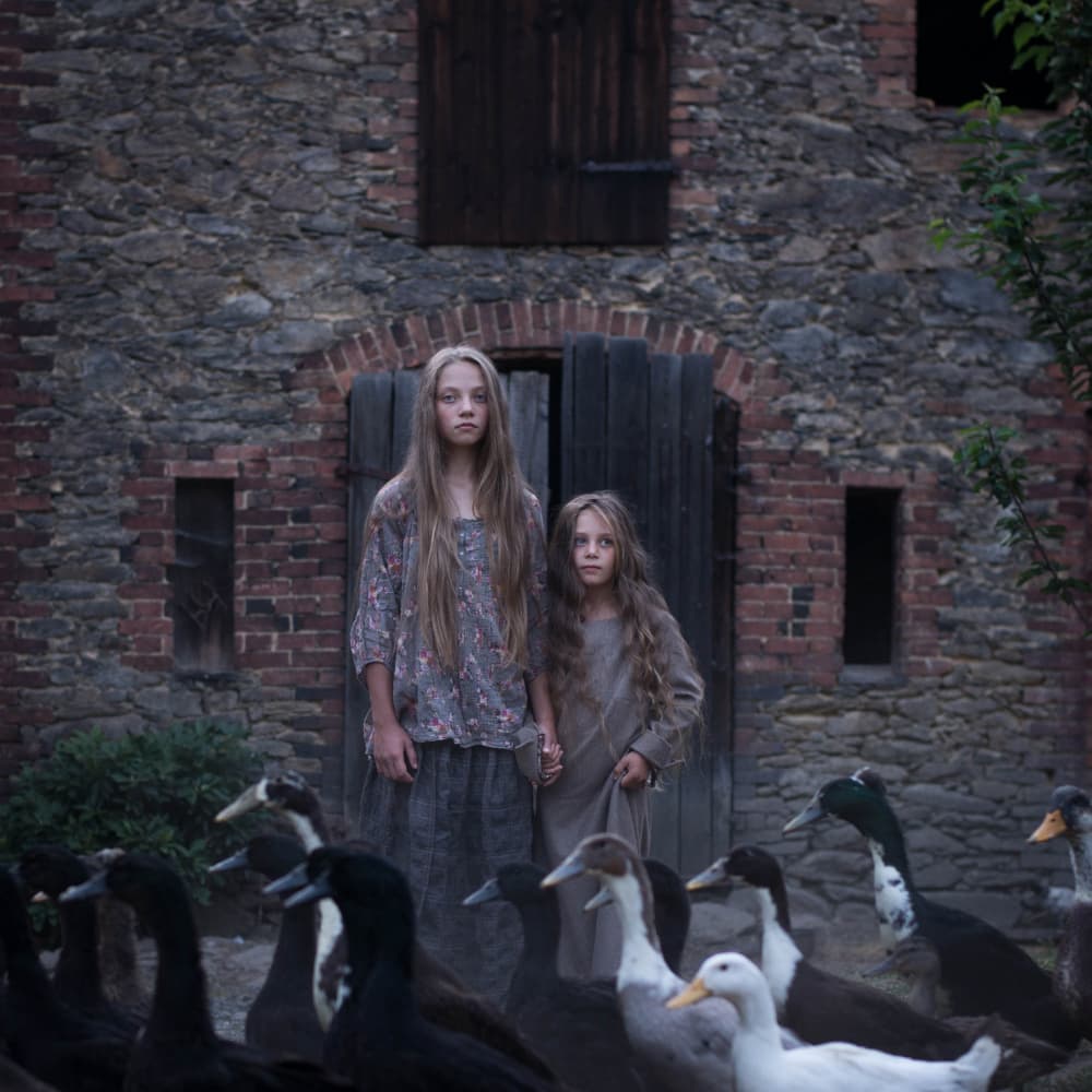 Sisters with Farm Ducks by Małgorzata Masarz — canvas wall art