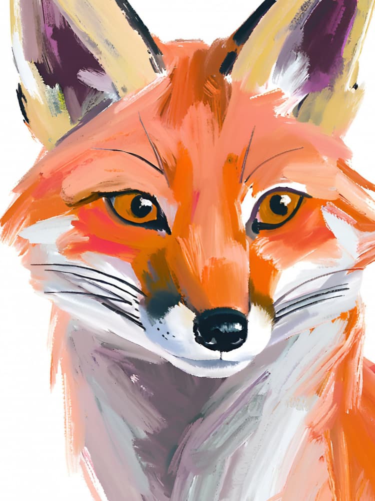 Vibrant Fox Portrait by Ohkimiko — canvas wall art