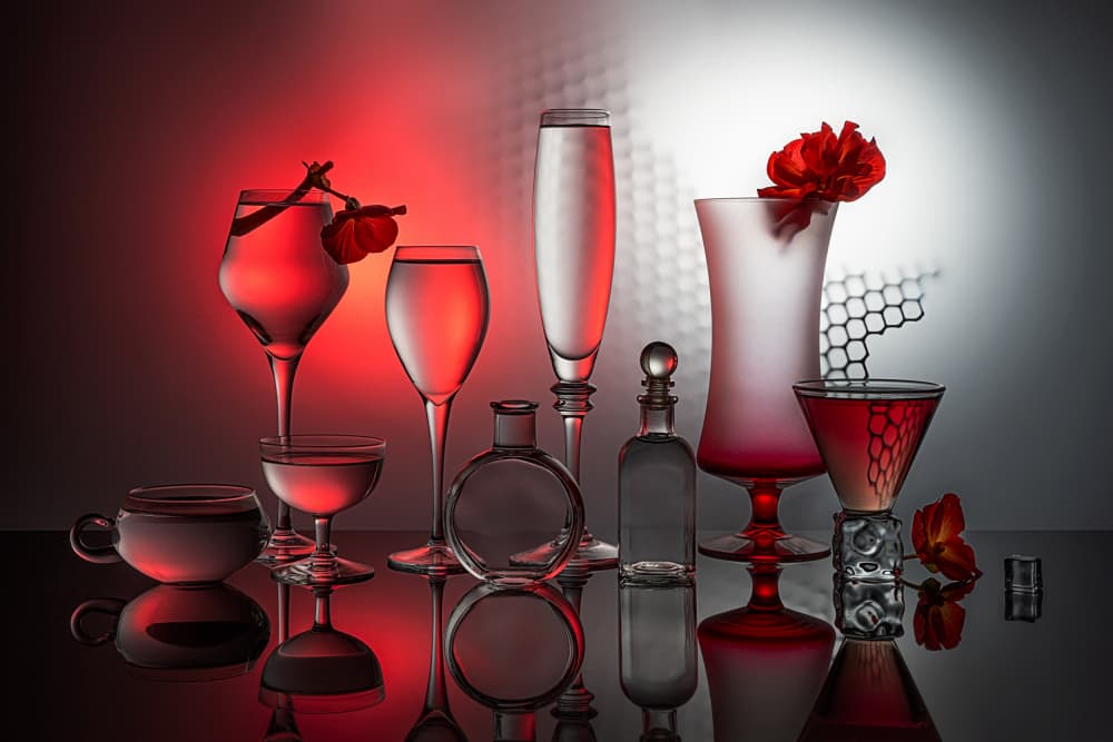 Elegant Red Glassware by Lydia Jacobs — canvas wall art