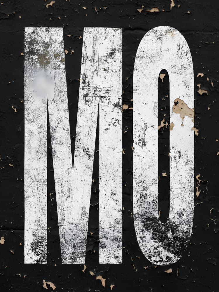 Distressed MO Letters by HUGO — canvas wall art
