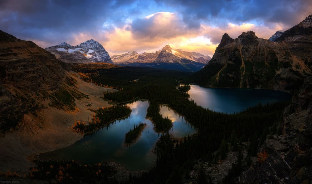 Dramatic Mountain Lakes by Johnny Zhang — canvas wall art