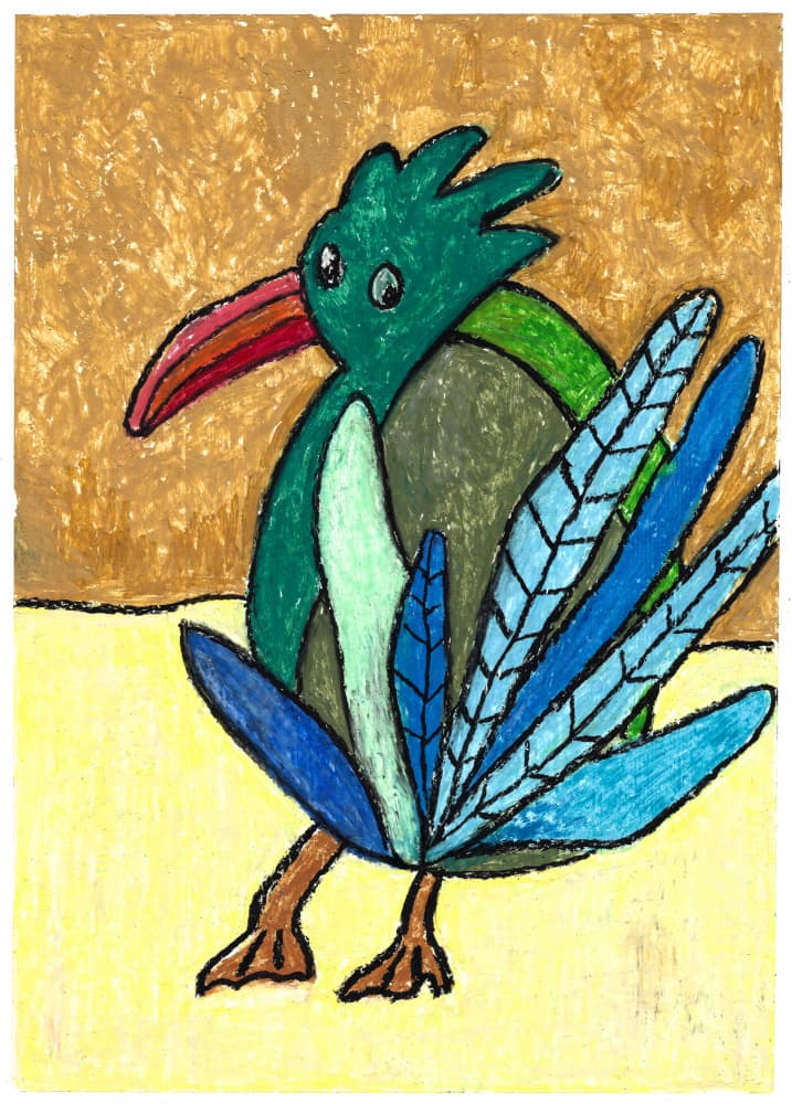 Whimsical Colorful Bird by Annick — canvas wall art