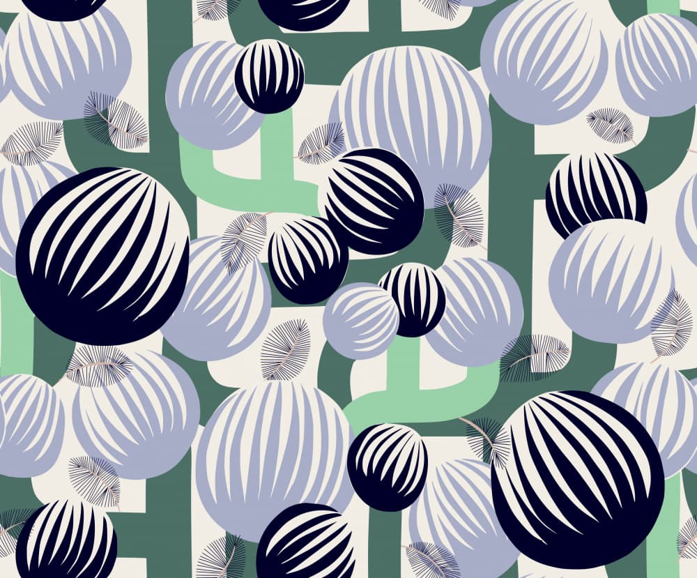 Serene Striped Spheres by Annick — canvas wall art