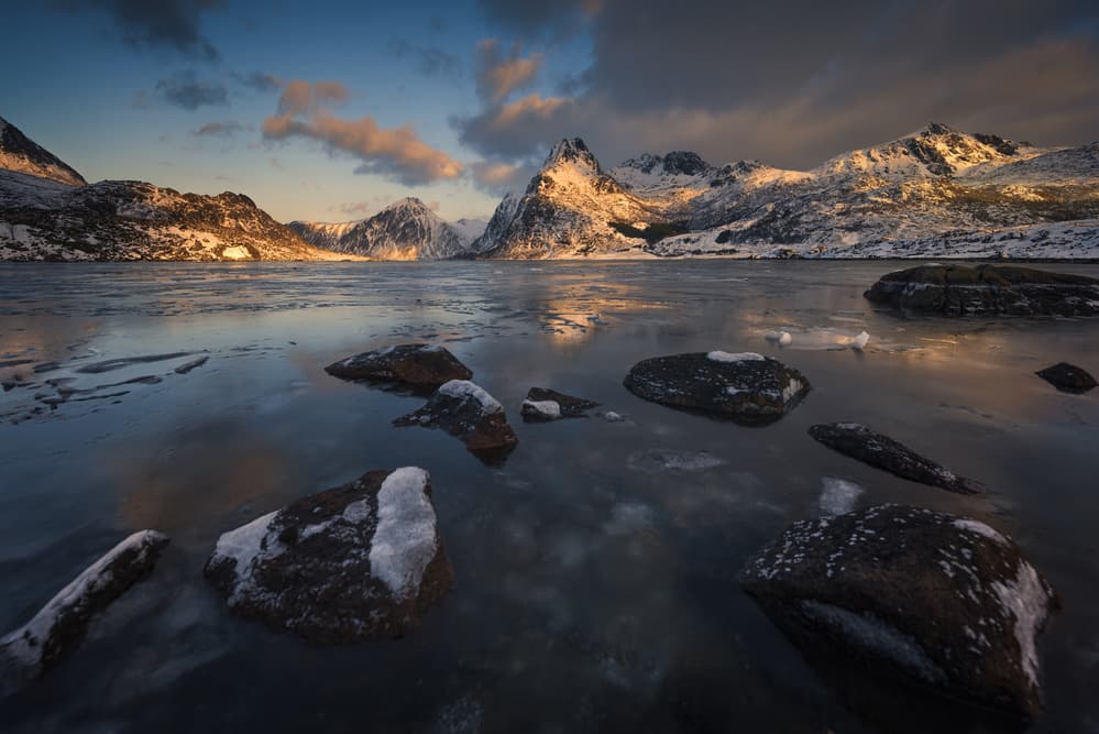 Snowy Peaks Icy Lake by David Martin Castan — canvas wall art