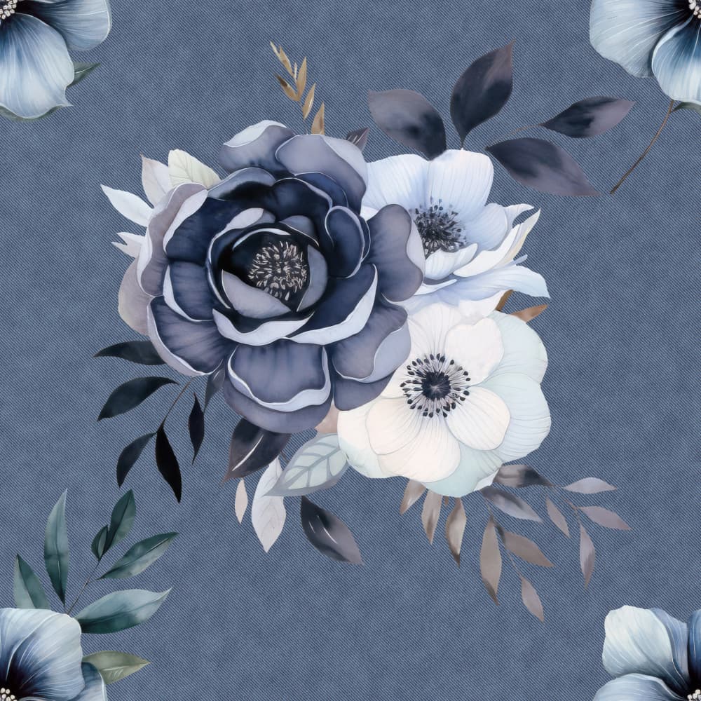 Elegant Blue Floral Bouquet by Bilge Paksoylu — canvas wall art