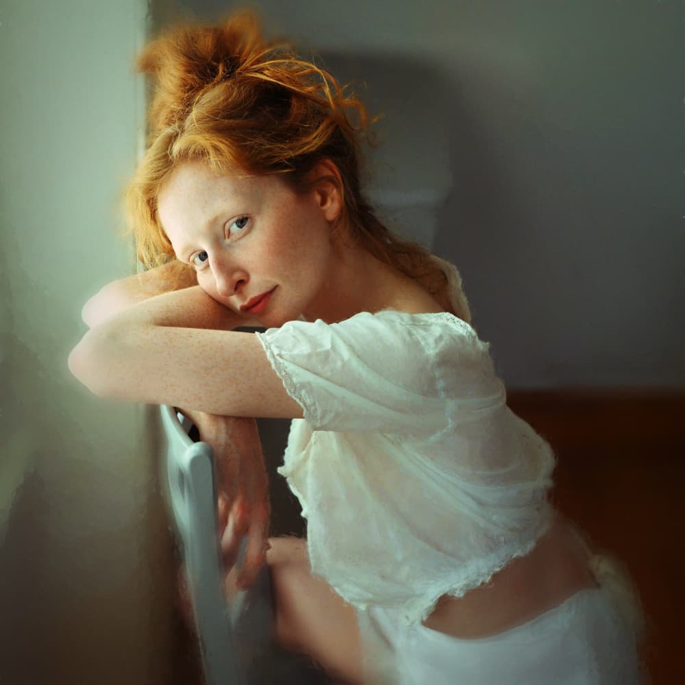 Thoughtful Redhead Portrait by kenp — canvas wall art