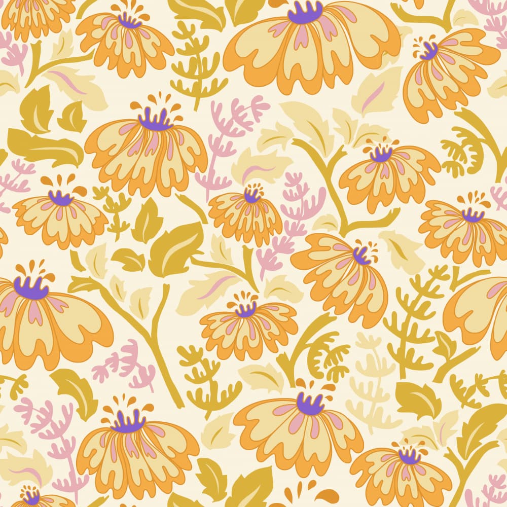 Retro Floral Garden by Annick — canvas wall art