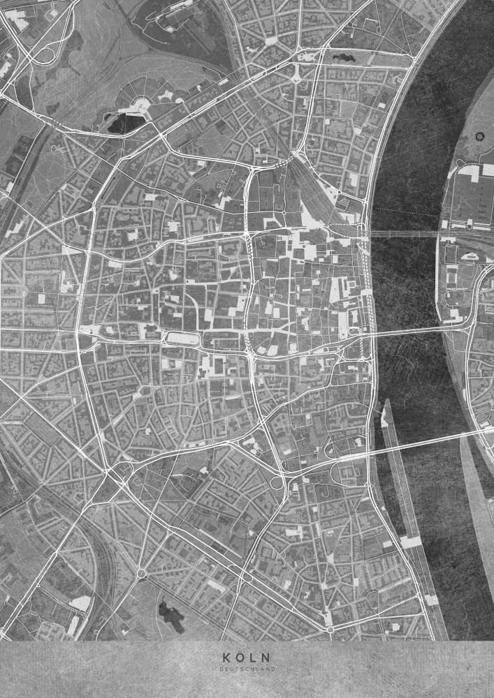 Cologne Urban Layout by Rosana Laiz Blursbyai — canvas wall art