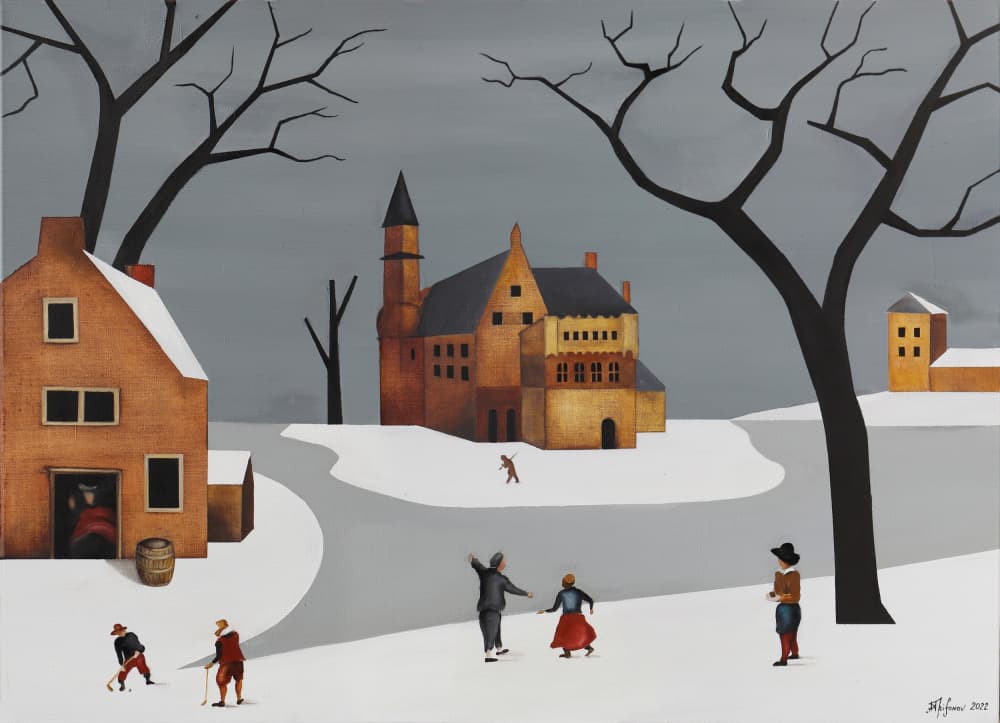 Whimsical Snowy Village by Alexander Trifonov — canvas wall art
