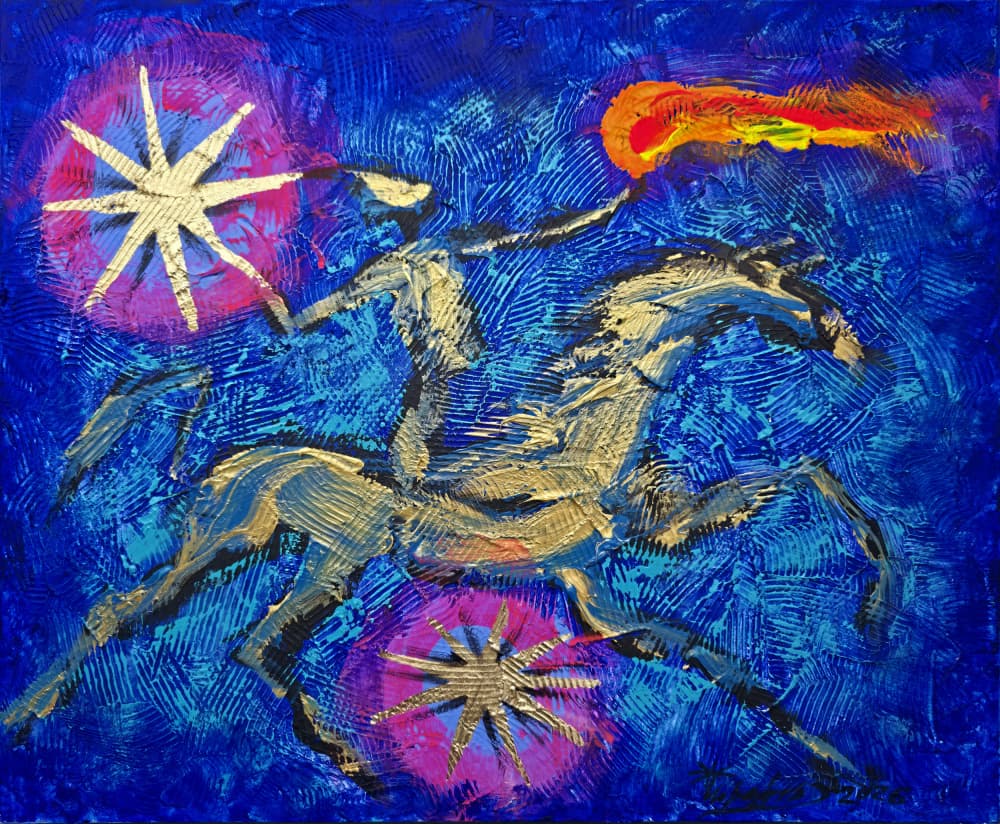 Fiery Cosmic Rider by Kanat Ibragimov — canvas wall art