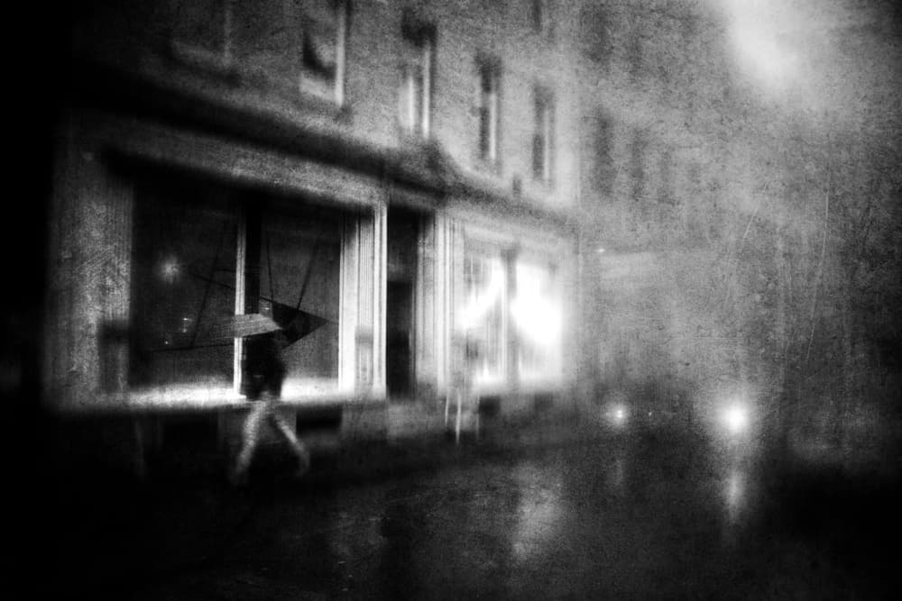 Rainy City Night Walk by Adam Dauria ☂ — canvas wall art