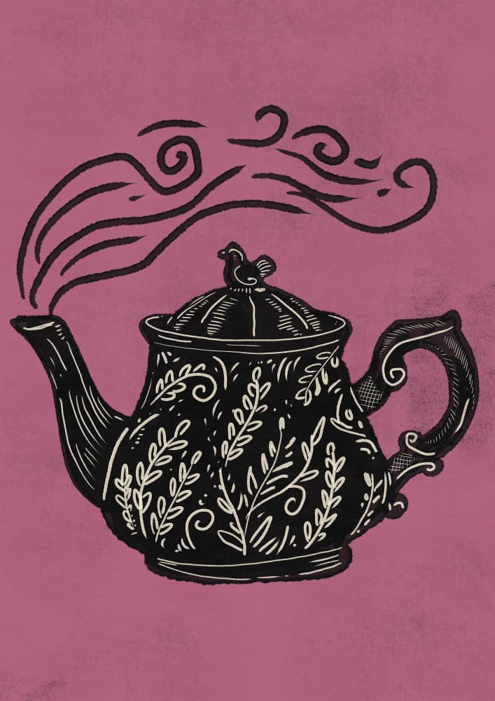 Elegant Steaming Teapot by Nicholas — canvas wall art