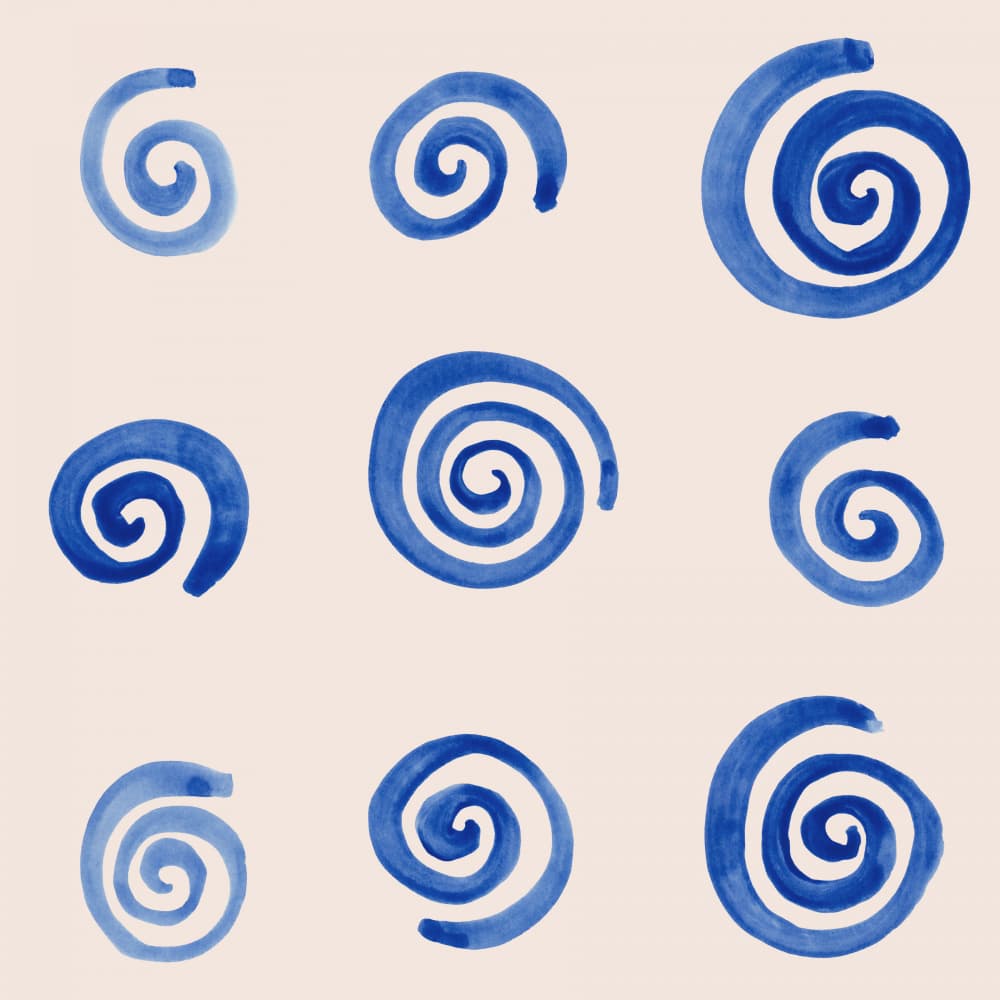 Blue Watercolor Spirals by Irene Demetri — canvas wall art