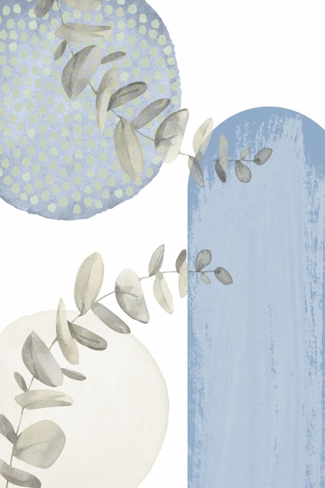 Eucalyptus Blue Shapes by Sally Ann Moss — canvas wall art