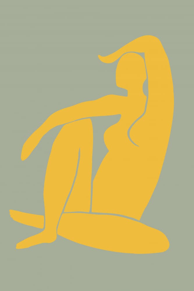 Golden Sitting Figure by Pictufy Studio II — canvas wall art