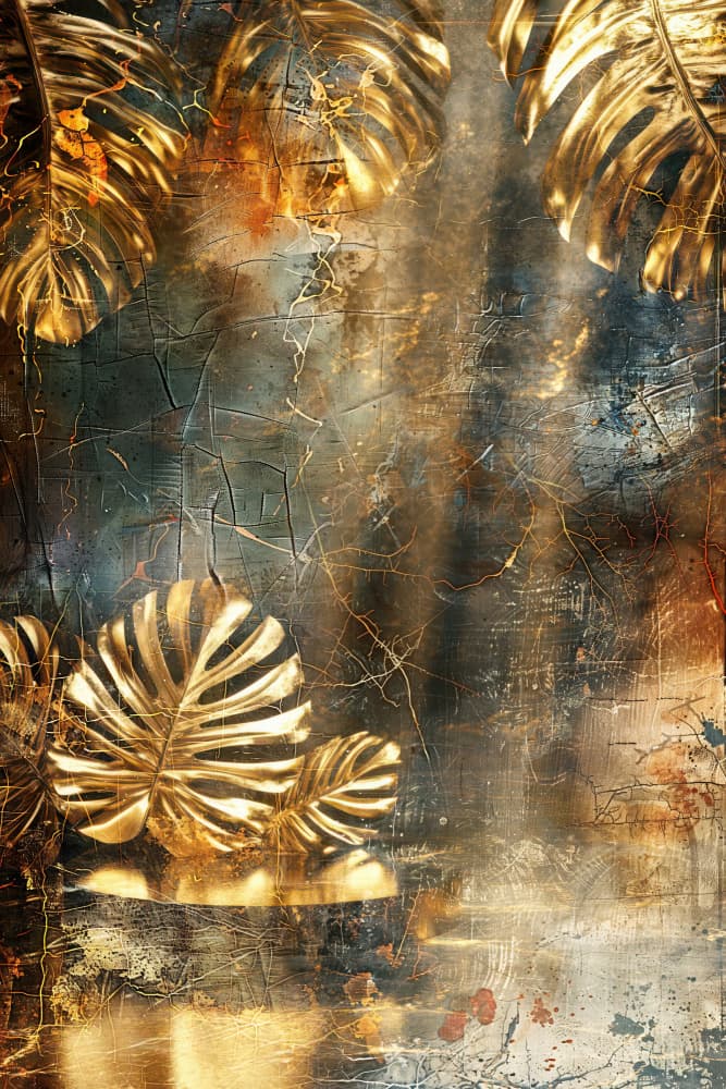 Gilded Monstera Leaves by Rafal Kulik — canvas wall art
