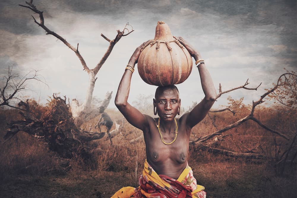 African Woman Calabash by Svetlin Yosifov — canvas wall art
