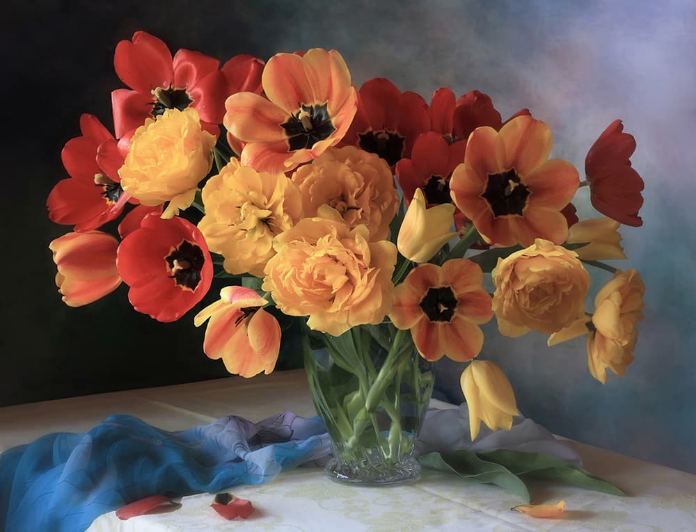 Vibrant Tulip Bouquet by Tatyana Skorokhod — canvas wall art
