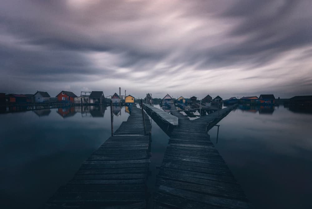 Floating Village At Dusk by Larry Deng APA — canvas wall art