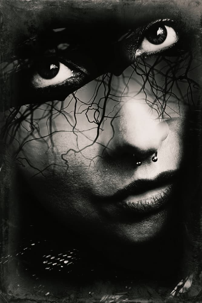 Dark Gaze Portrait by Bogdan Bouşcă — canvas wall art
