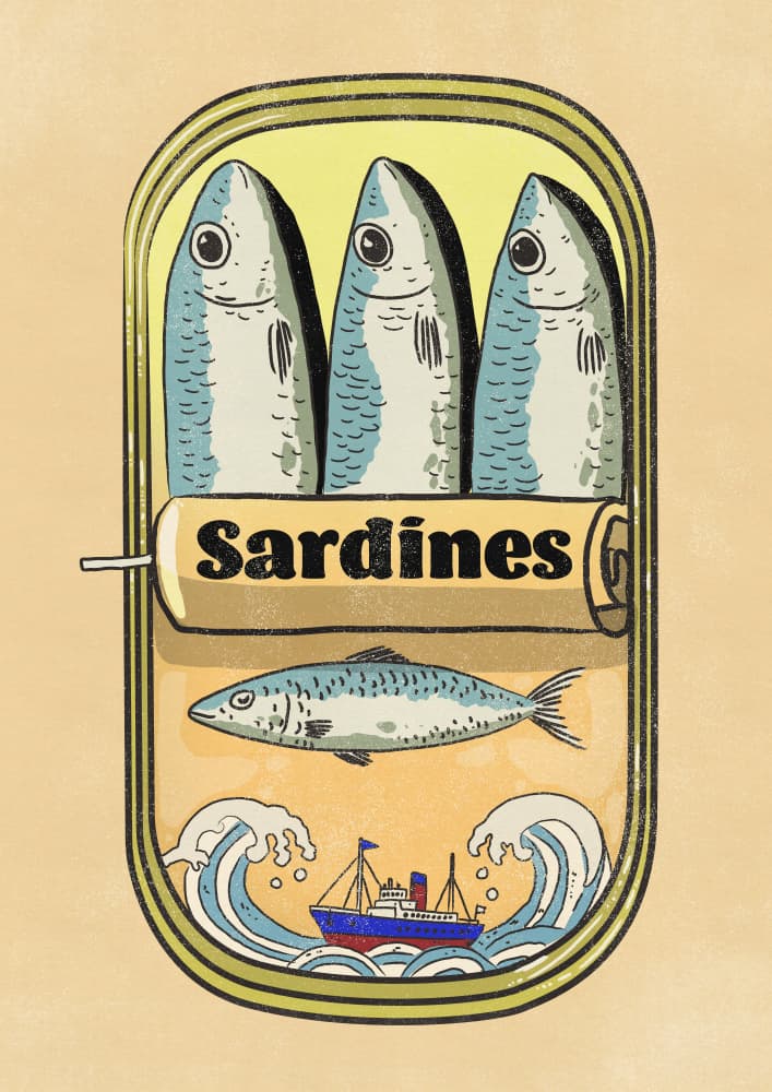 Retro Sardines Can by Nicholas — canvas wall art