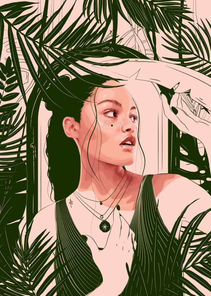 Tropical Green Portrait by AnA Ariane — canvas wall art
