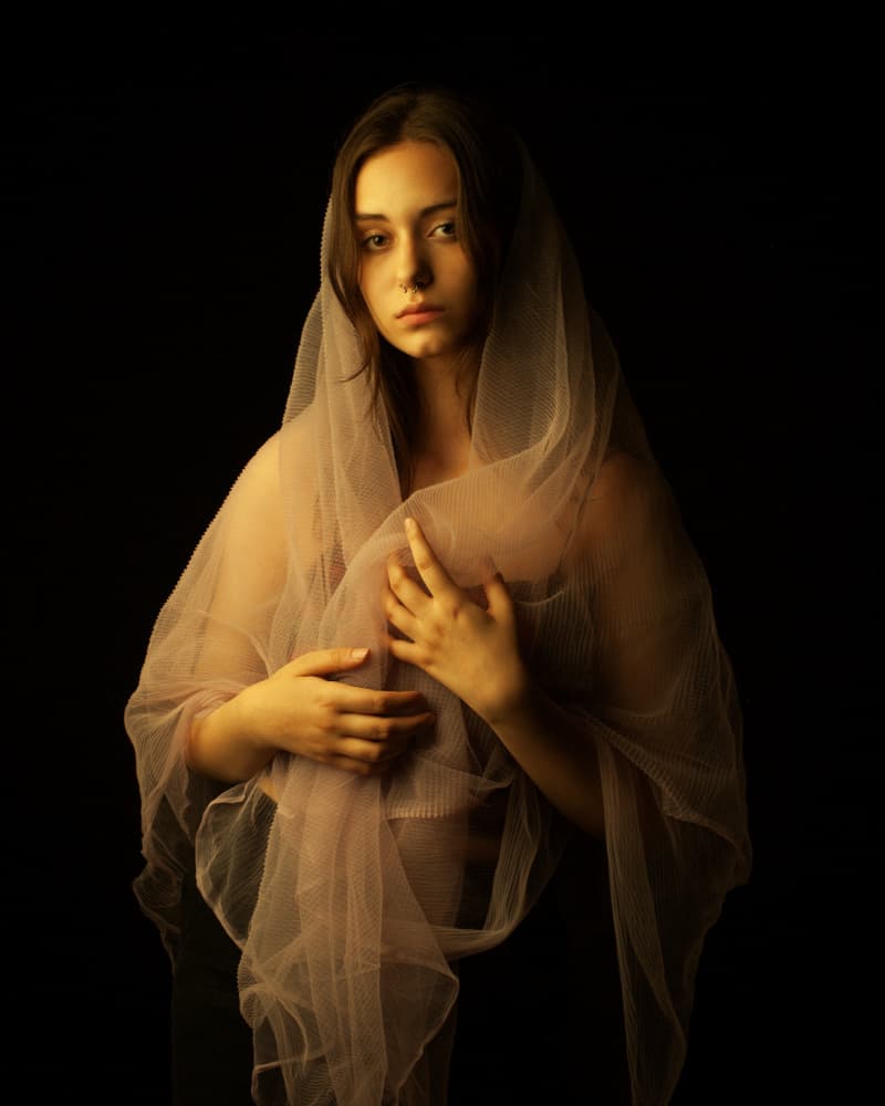 Pensive Veiled Woman by Mehdi Mokhtari — canvas wall art